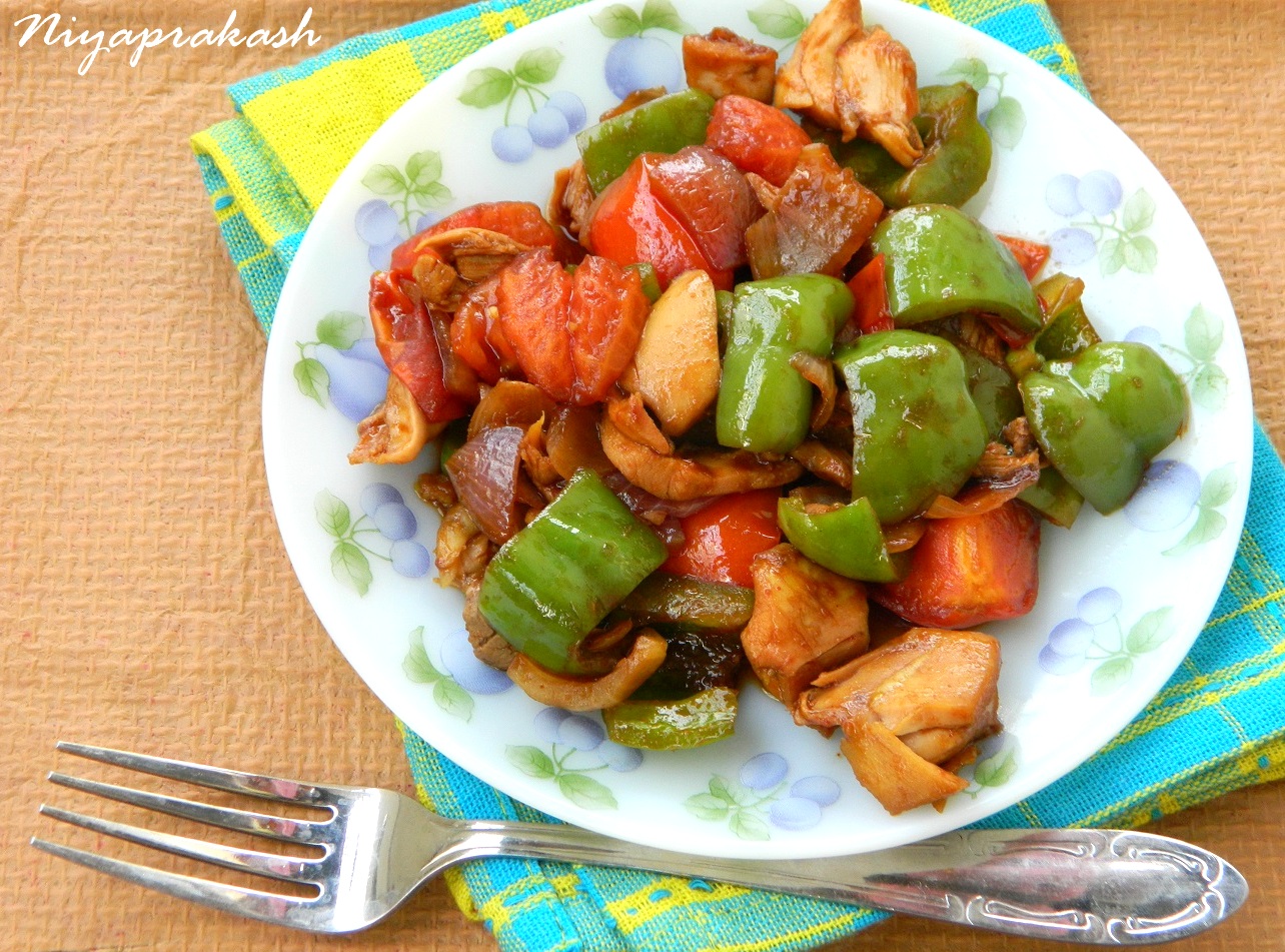 Niya's World Chinese Style Chicken with Capsicum and Tomatoes