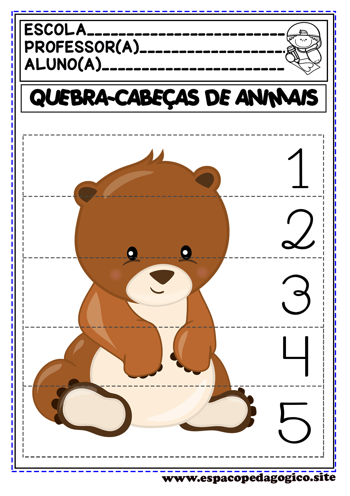 ATIVIDADES PARA EDUCAÇÃO INFANTIL - QUEBRA-CABEÇAS DE ANIMAIS LINDOS! - JOGO  EDUCATIVO-ESPAÇO PEDAGÓGICO