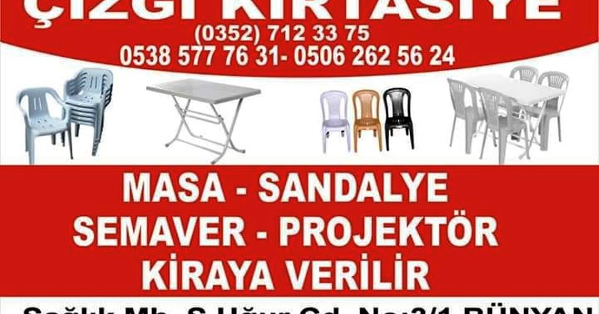 Cizgi Kirtasiye Masa Sandalye Semaver Projektor Kiraya Verilir