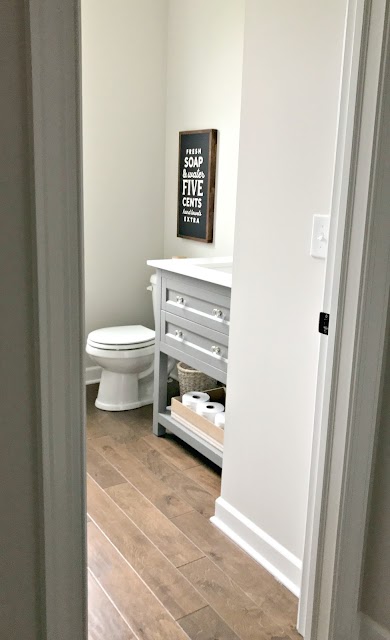 simple powder room before