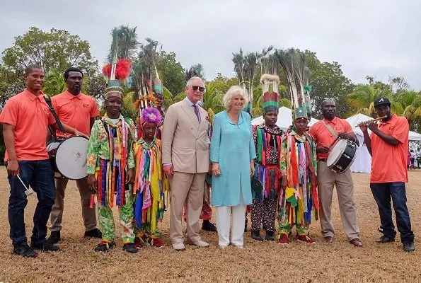 The Duke and The Duchess were greeted by Sir Tapley Seaton, Govenor-General, and Prime Minister Timothy Harris