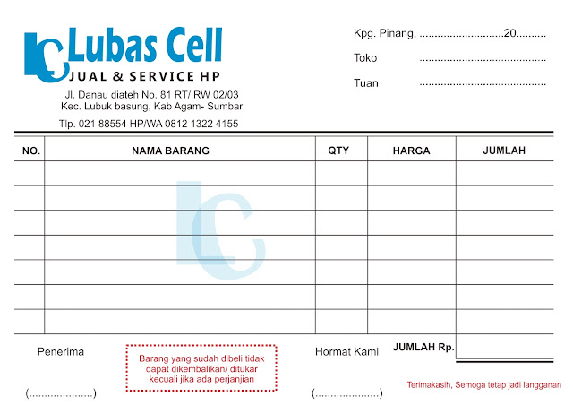 Format Nota Kosong Doc