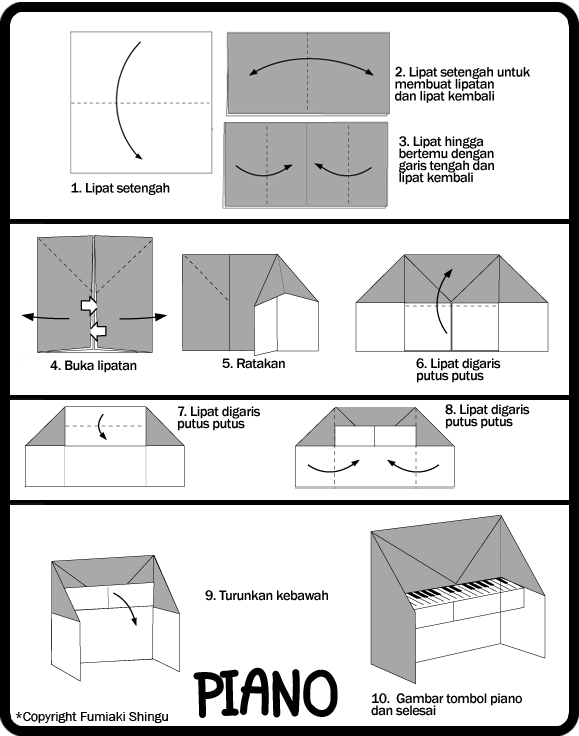 Оригами пианино схема