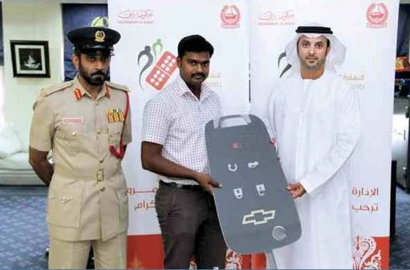 Gulf news, An Indian national, Awarded, Dh100,000 car, Dubai’s traffic police, Accumulating, Sufficient, White points, Ideal driver, Emirate.