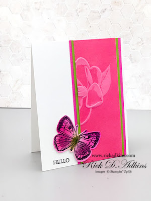 Learn how to use up left over pieces for a clean and simple but impressive hello card.  Click here to learn more