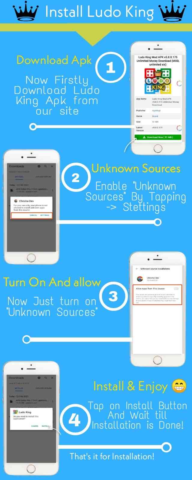 Infograpfic image About Ludo King Installation Process