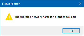Указанное сетевое имя больше недоступно