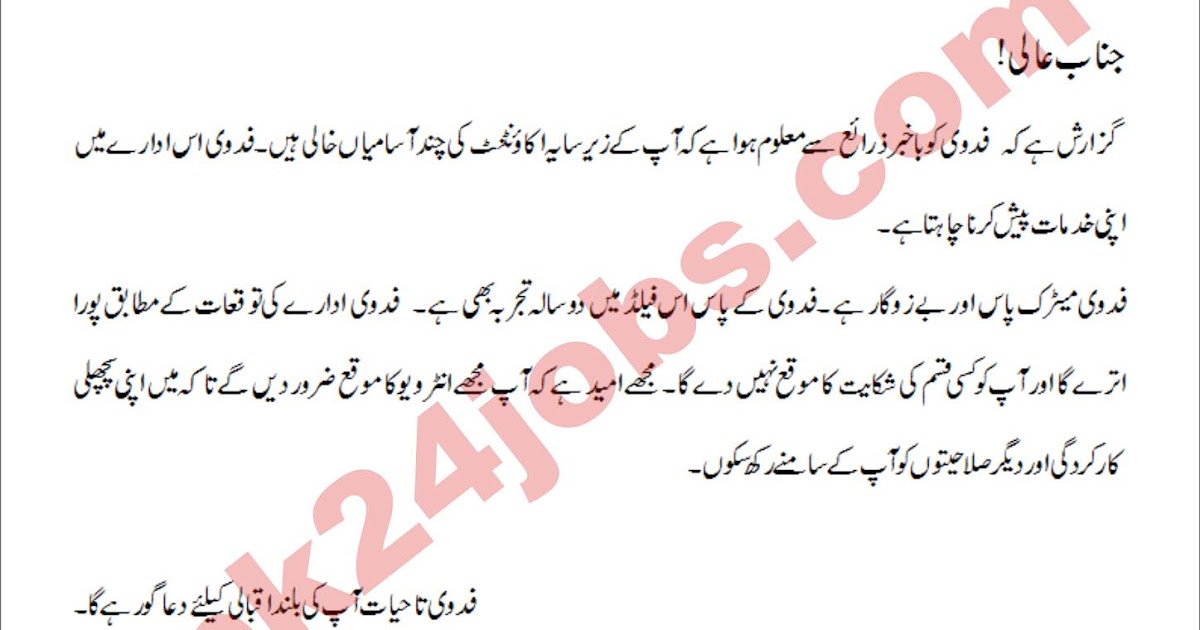 Application For Accountant Job In Urdu
