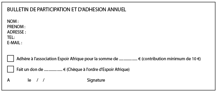 Bulletin de Participation et d'Adhésion Annuel