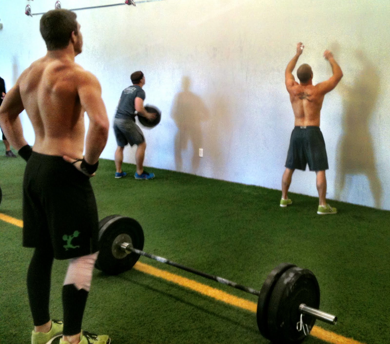 Wall balls and then a pretty heavy power clean... Only one guy can ...