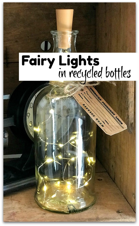 Recycled Corked Bottles with Fairy Lights