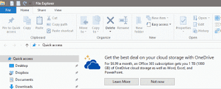 Windows 10 banner pubblicitario in Esplora file