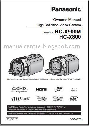 PANASONIC HC-X900M MANUAL / USER GUIDE - Manual Centre