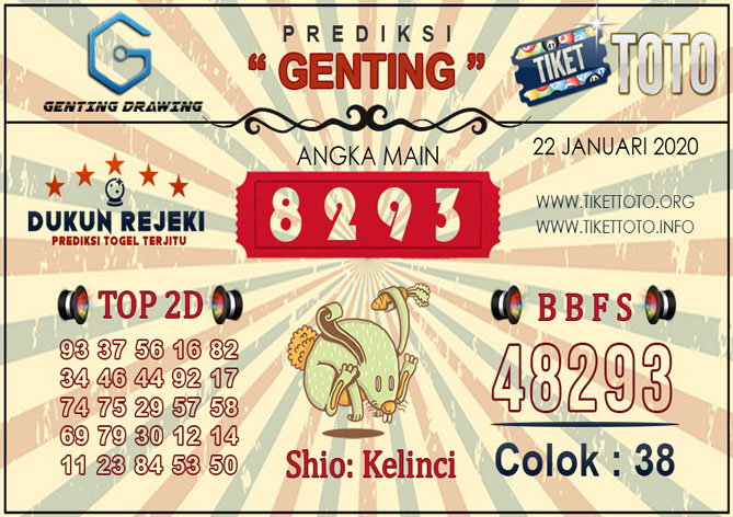 Prediksi Togel GENTING DRAWING TIKETTOTO 22 JANUARI 2020