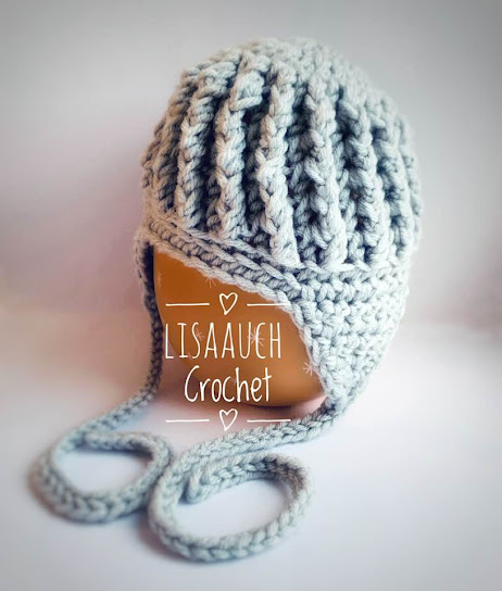Free baby crochet baby hat pattern with earflaps braids and pom pom