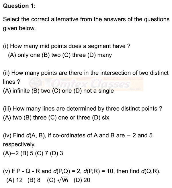 Chapter 1 - Basic Concepts In Geometry, Mathematics Part II Solutions for Class 9 Math, Problem Set No. 1,