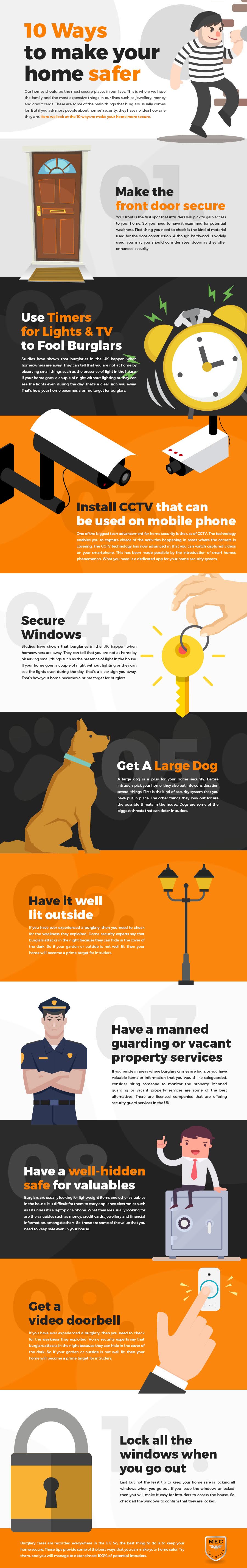 10 Ways To Make Your Home Safer #infographics