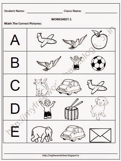 Free Download Nursery Worksheets For English Match The Correct Picture