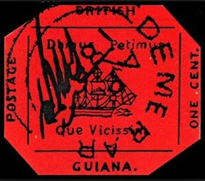 British Guiana One Cent Black pada Magenta