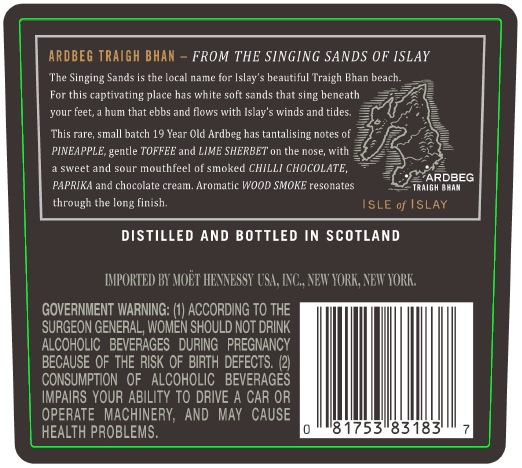 Ardbeg Traigh Bhan back label