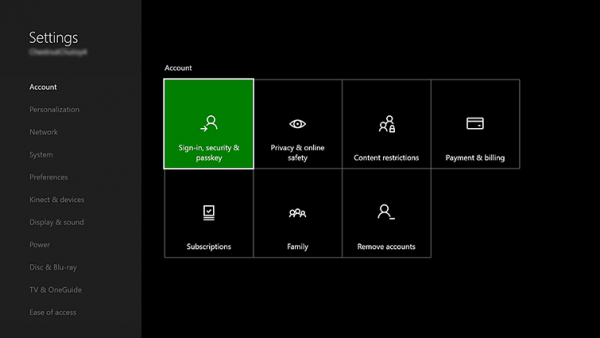 E-mailadres verbergen in Xbox One-dashboard