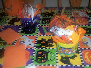 Table decorated for Halloween