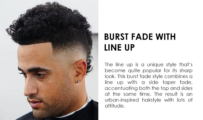 Burst Fade with Line Up | 29 Different type of Tapper Fade Haircuts for Men | NeoStopZone