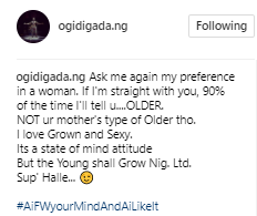 h "Ask me again my preference in a woman, I'll tell you older" - Gideon Okeke reveals