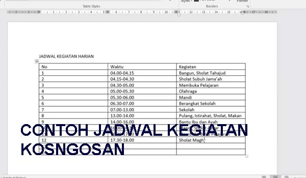 Contoh Jadwal Kegiatan Umum Format Excel Dan Cara Membuatnya Kosngosan