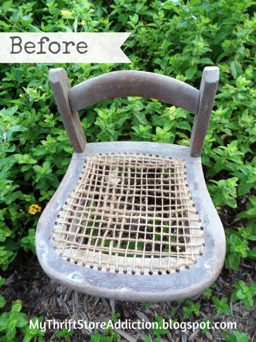 Repurposed vintage chair shelf