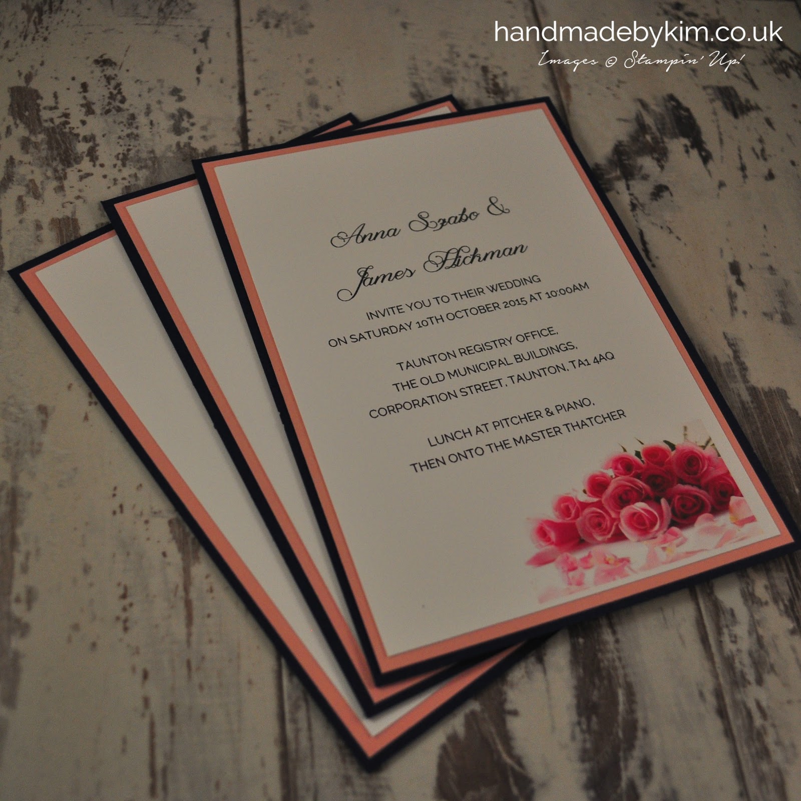 Wedding Invitations using Stampin' Up! products Kim Price Stampin' Up