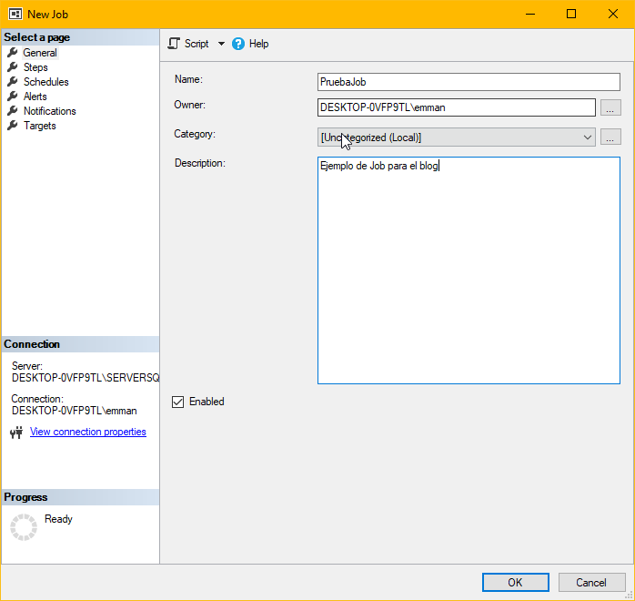 Respuestas en Informática Crear un JOB (Tarea Automática) en SQL SERVER