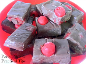 Chocolate fudge with cherries 