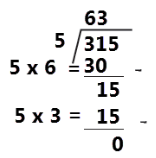 315 ÷ 5 = 63 www.simplenews.me