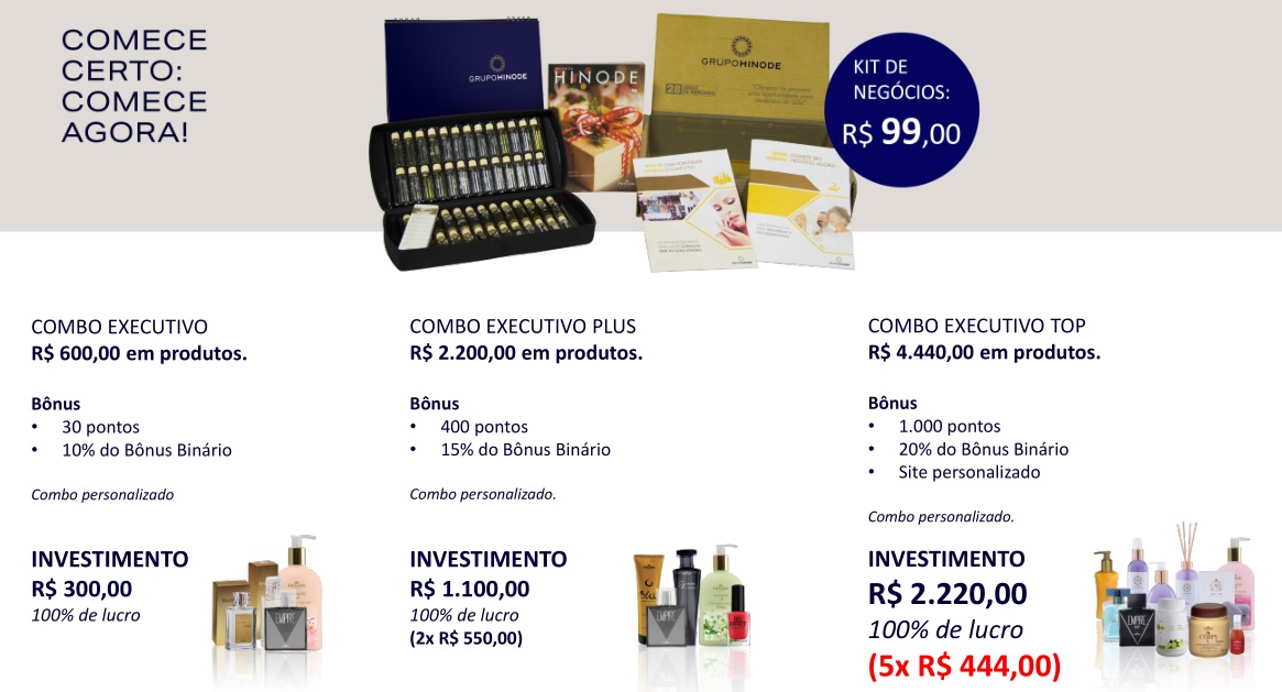 SEJA CONSULTOR(A) HINODE: VALORES DOS KITS