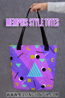 Purple Memphis style tote bag
