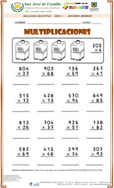 MULTIPLICACIONES DE 2 CIFRAS