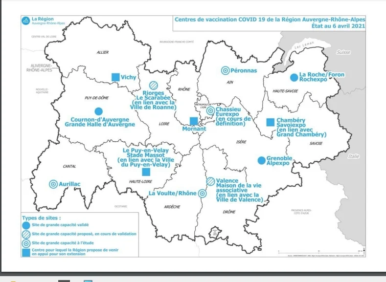 centres de vaccination covid19 en région Auvergne Rhône-Alpes