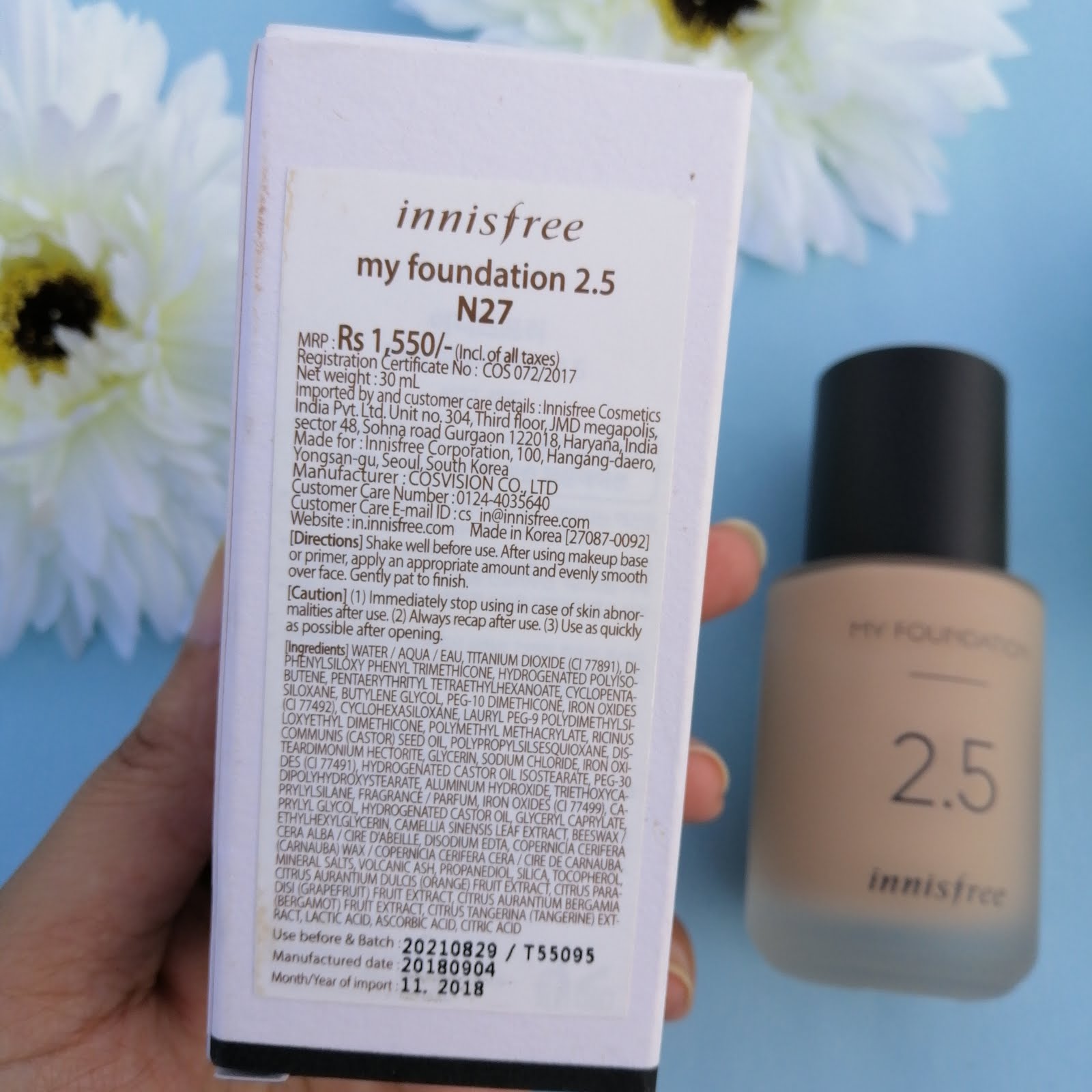 Innisfree My Foundation 2.5 N27 Shade Review & Swatches