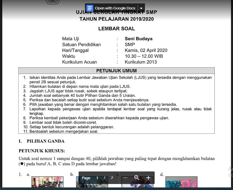 Contoh Soal Ujian Sekolah Smp Dunia Sosial