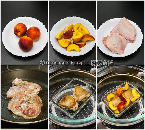 烤焗蜜桃雞腿製作圖 How To Make Baked Chicken Thighs with Peaches 