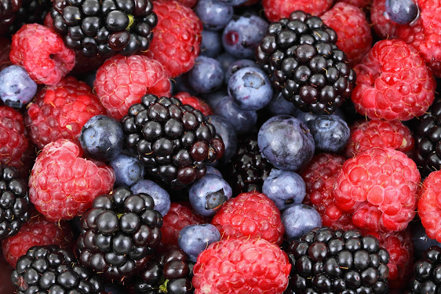raspberries, blueberries and blackberries close-up