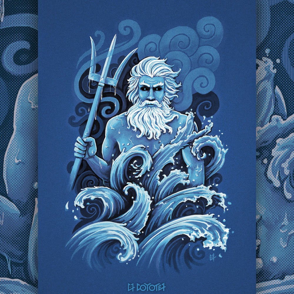 Dieu Grec De La Mer 5 Lettres Illustration de Poséidon le Dieu des Mers et Océans | c0y0te7