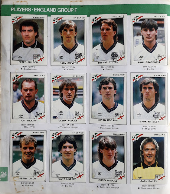 PANINI STICKER COLLECTION WORLD CUP MEXICO 86 PLAYERS ENGLAND GROUP F