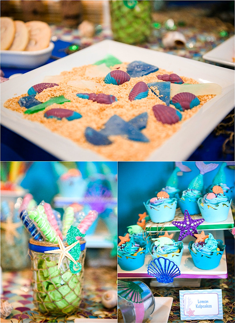 A Sparkly Under The Sea Birthday Party - inspired by Finding Dory and Nemo, this party is full of amazing DIY and creative details, food and party favors ideas! via BirdsParty.com @birdsparty #underthesea #mermaidparty #nemobirthday #findingdory #findingnemo #mermaidbirthday
