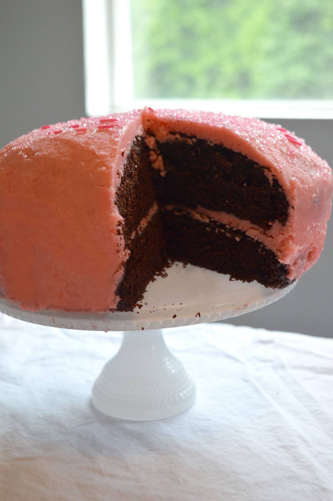 Chocolate Cake with Pink Frosting
