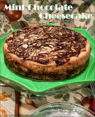 Mint Chocolate Cheesecake features a favorite flavor pairing in a delicious creamy cheesecake baked in a crunchy mint chocolate cookie crust. | Recipe developed by www.BakingInATornado.com | #recipe #dessert