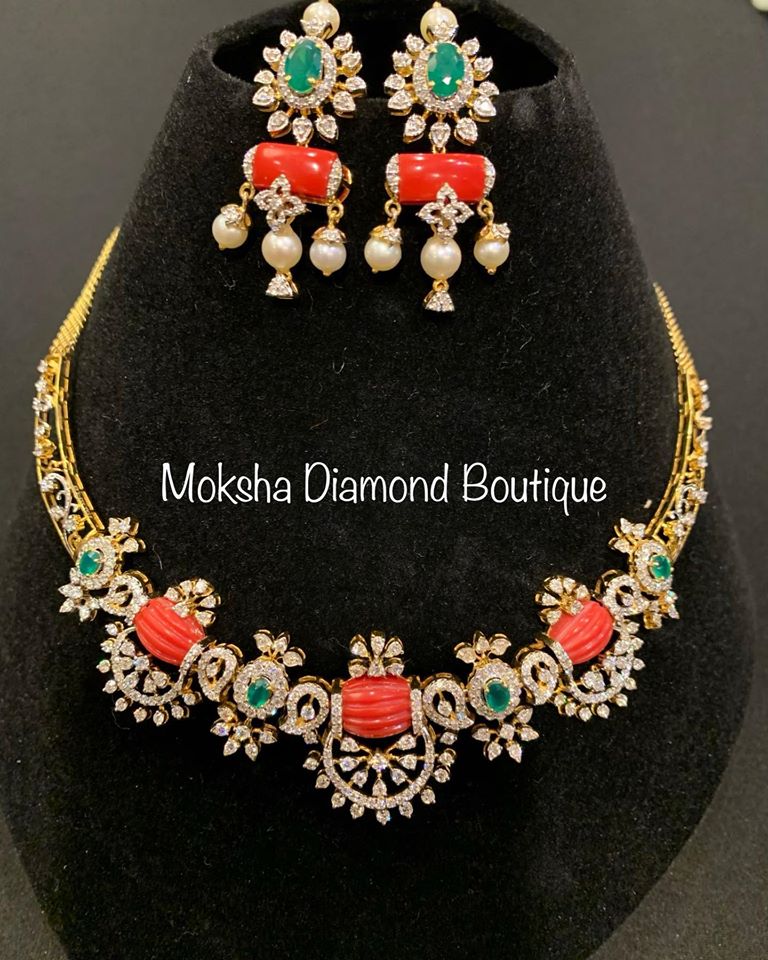 Coral Necklaces by Moksha Diamonds Jewellery Designs