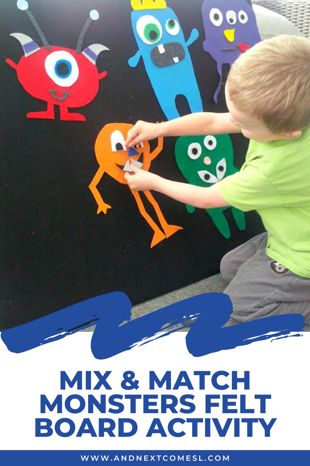 Mix and match monsters felt board activity for toddlers and preschoolers