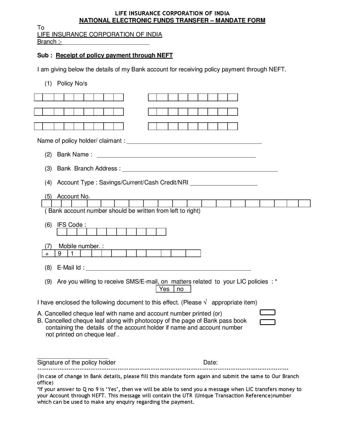 assignment lic form no 5289 pdf download